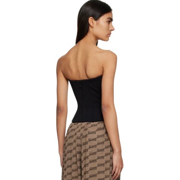 NWT Balenciaga Black Strapless Sweetheart Jersey Bustier Tube Top Womens 2 - Picture 2 of 10